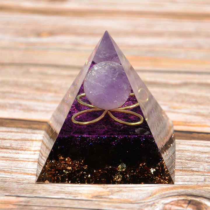 Amethyst Sphere with Obsidian Orgone Pyramid - image 5