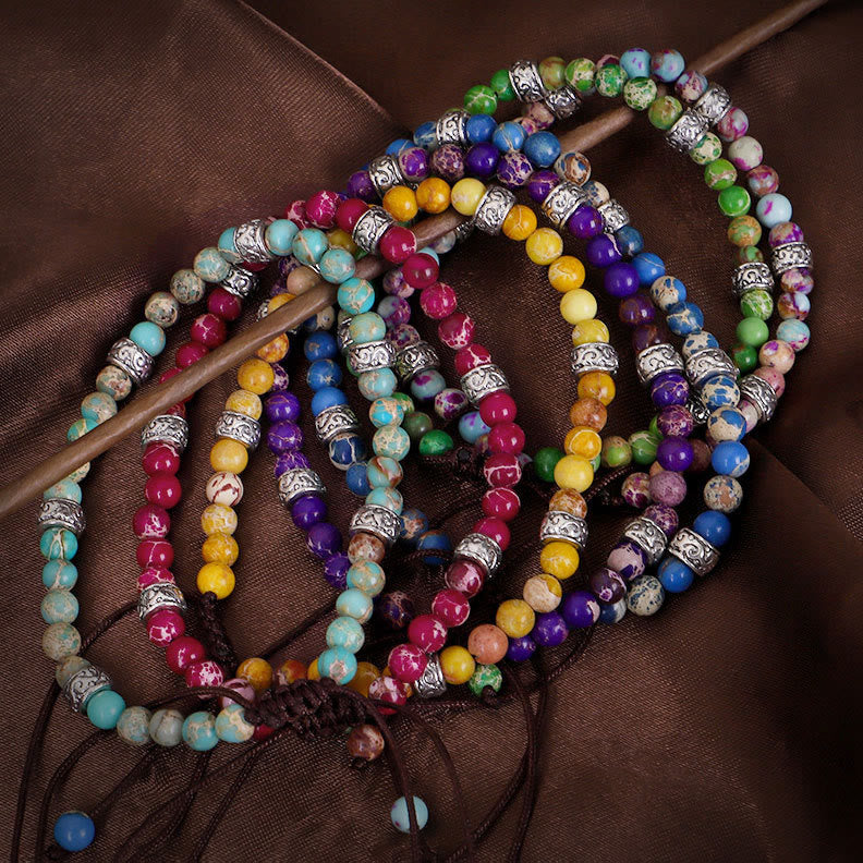 Olivenorma Natural Multicolor Imperial Stone Beaded Braided Bracelet - image 21