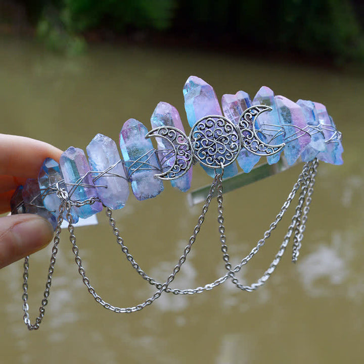 Olivenorma Cresent Moon Goddess Natural Crystal Crown - Fluorite#2 - image 49