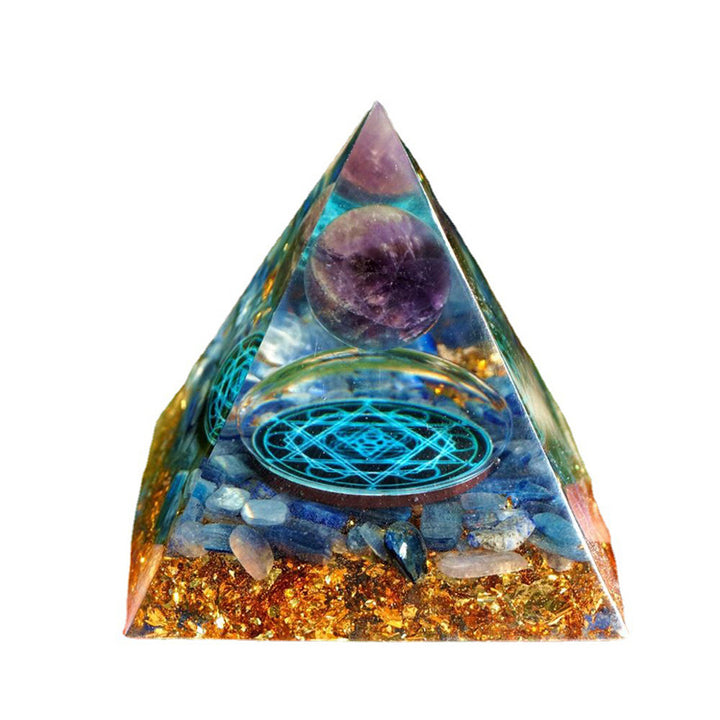 Amethyst with Kyanite Natural Orgone Pyramid - image 5