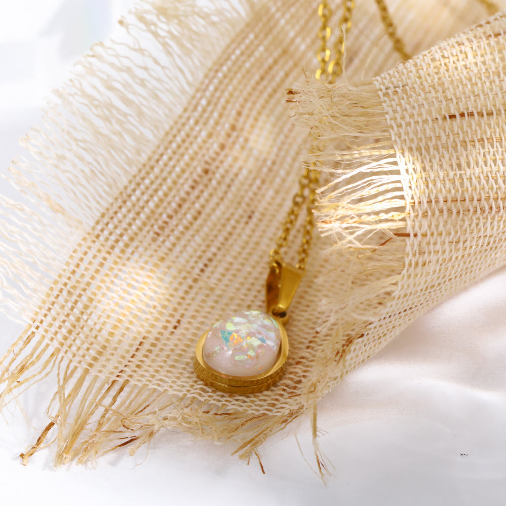 Olivenorma 18k Natural Opal Drop Shape Pendant Necklace - image 5