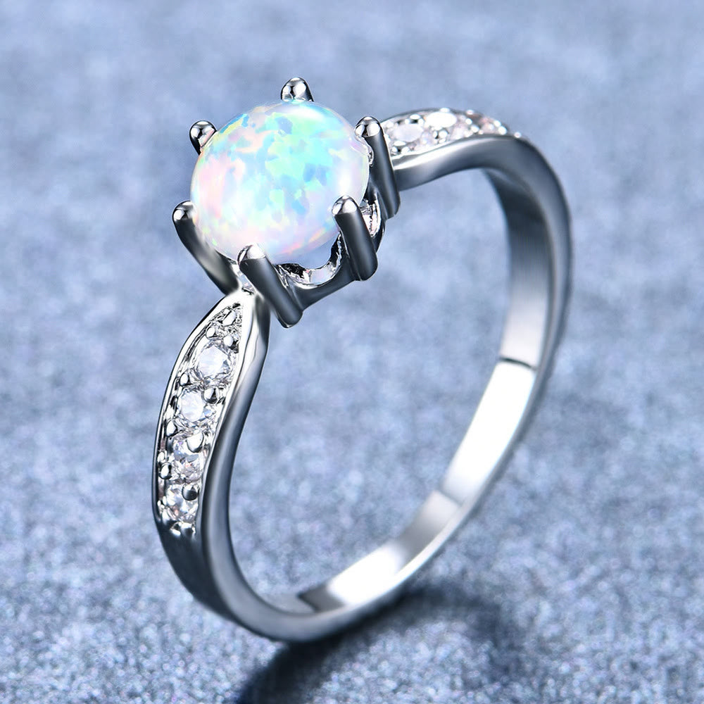 Olivenorma Six Claws Round Opal Edge Band Ring - White Opal - 10 - image 1