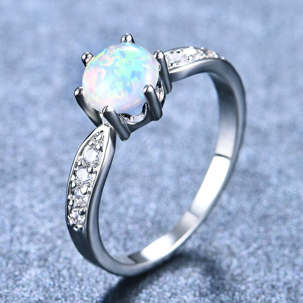 Olivenorma Six Claws Round Opal Edge Band Ring - White Opal - 10 - image 1