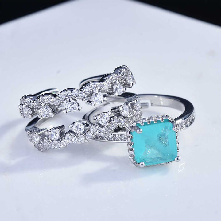 Olivenorma Paraiba Tourmaline 2 PCS Ring Set - image 3