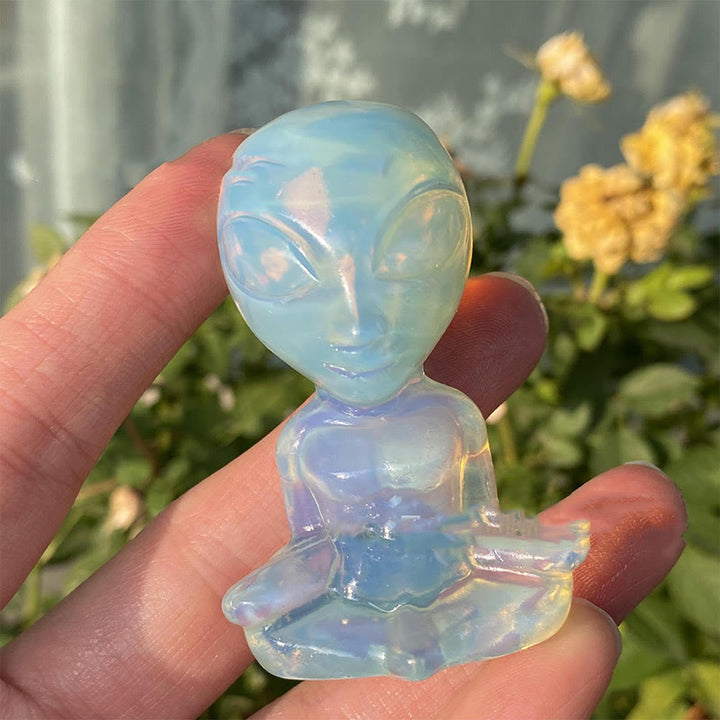 Olivenorma Natural Stones Alien Skull Carved Gemstone Decoration - Opalite - image 13