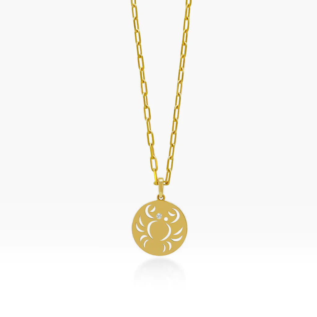 Olivenorma White Zircon Hollow Circle Zodiac Stainless Steel Necklace - Cancer - image 7
