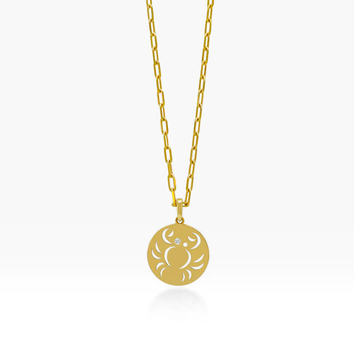 Olivenorma White Zircon Hollow Circle Zodiac Stainless Steel Necklace - Cancer - image 7