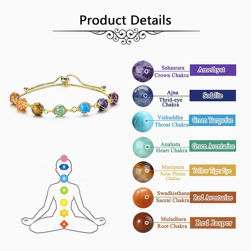 Chakra Natural Golden Color Adjustable Yoga Bracelet - image 7