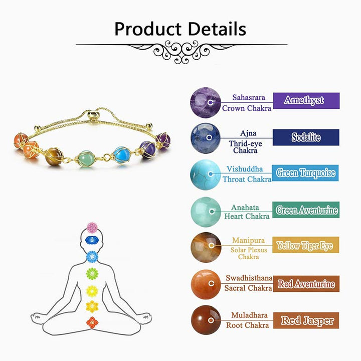 Chakra Natural Golden Color Adjustable Yoga Bracelet - image 7