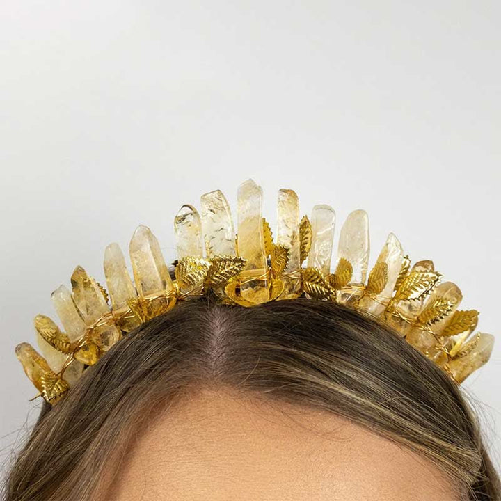 Olivenorma Citrine Gold Bridal Headband Crystal Crown - image 4