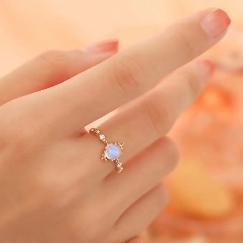 Olivenorma Moonstone White Zircon Light Luxury Simple Adjustable Ring - image 1