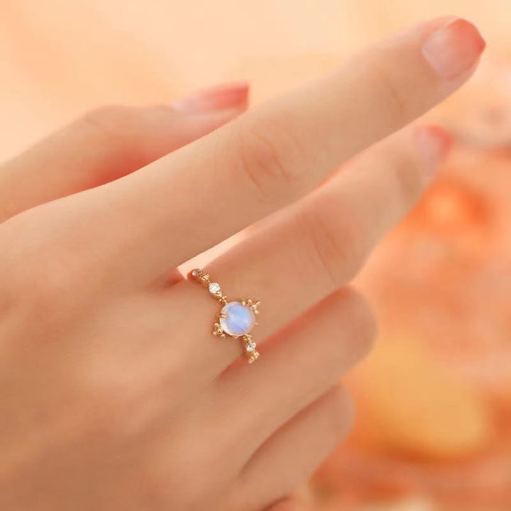 Olivenorma Moonstone White Zircon Light Luxury Simple Adjustable Ring - image 1