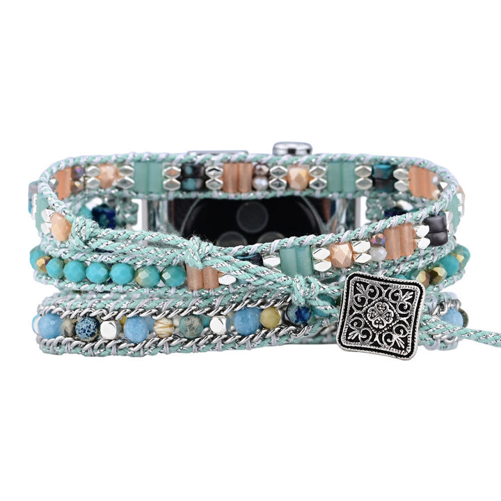 Olivenorma Mint Teal Crystal Beaded Apple Watch Strap - image 5