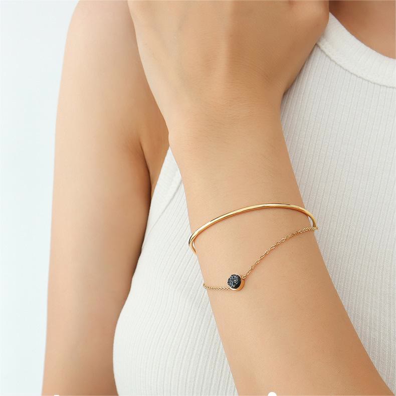 Olivenorma Black Tourmaline Double Layer 18k Gold Plated Bracelet - image 4