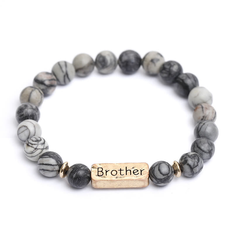Olivenorma Natural Gemstone Brother Engraving Bracelet - Black Turquoise - image 5