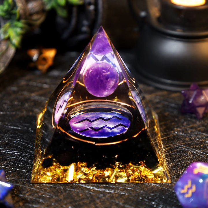 Olivenorma Amethyst Ball Obsidian Gravel Zodiac Aquarius Orgone Pyramid - 2.36''*2.36''(6cm X 6cm) - YES PLEASE $8 - image 0