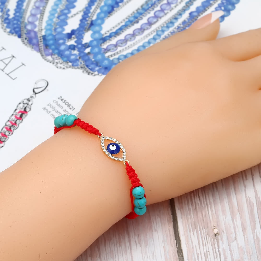 Olivenorma Turquoise White Zircon Evil Eye Braided Adjustable Bracelet - image 16