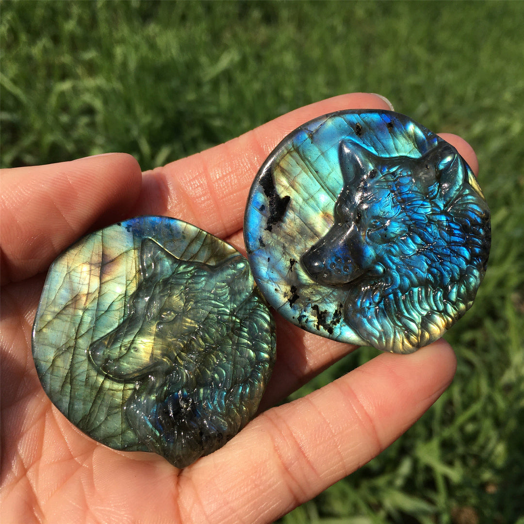 Olivenorma Natural Labradorite Wlof Totem Gemstone Decoration - image 9
