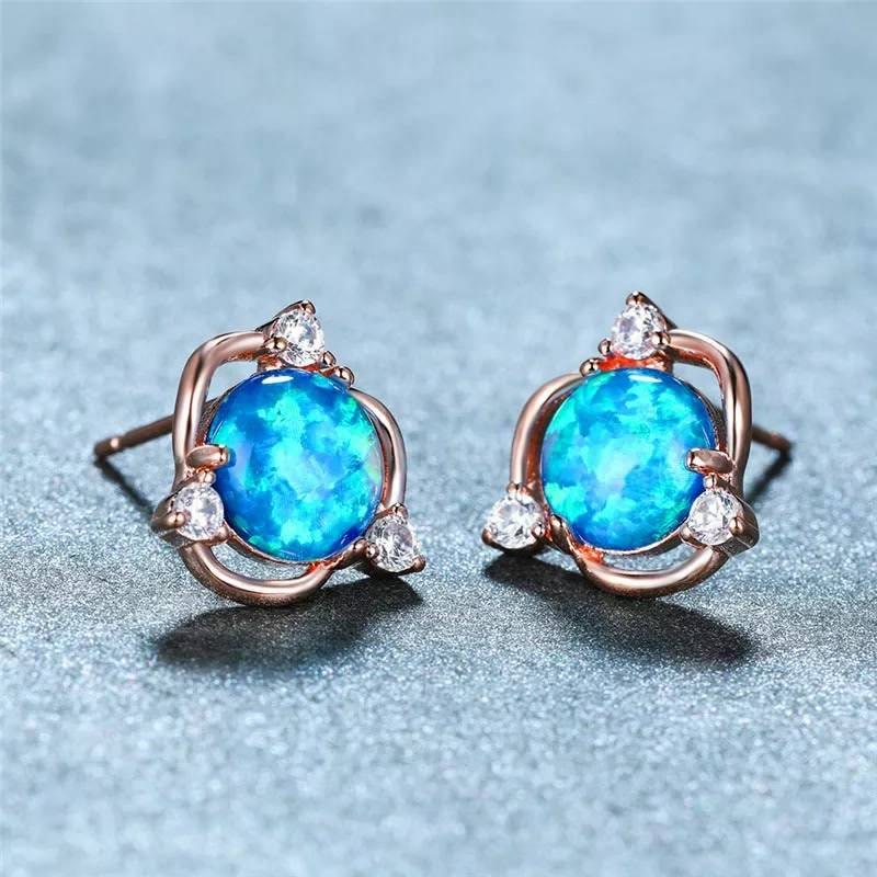 Olivenorma Opal Small Round White Zircon Stud Earrings - image 4