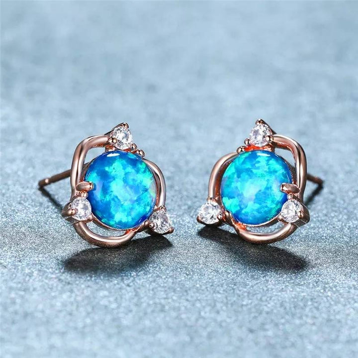 Olivenorma Opal Small Round White Zircon Stud Earrings - image 4