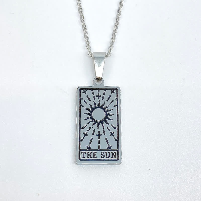 Olivenorma Vintage Tarot Card Fortune Necklace - The Sun - Silver - image 9