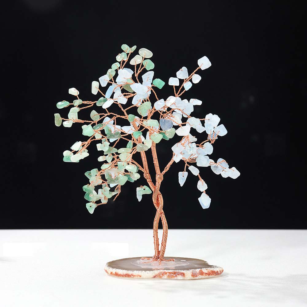 Olivenorma Natural Crystal Stone Feng Shui Tree - Green Aventurine&Aquamarine - image 4