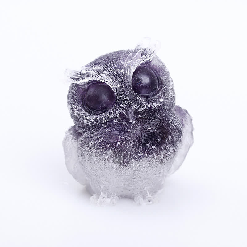 Olivenorma Natural Crystal Resin Owl Gemstone Decoration - Amethyst - image 6