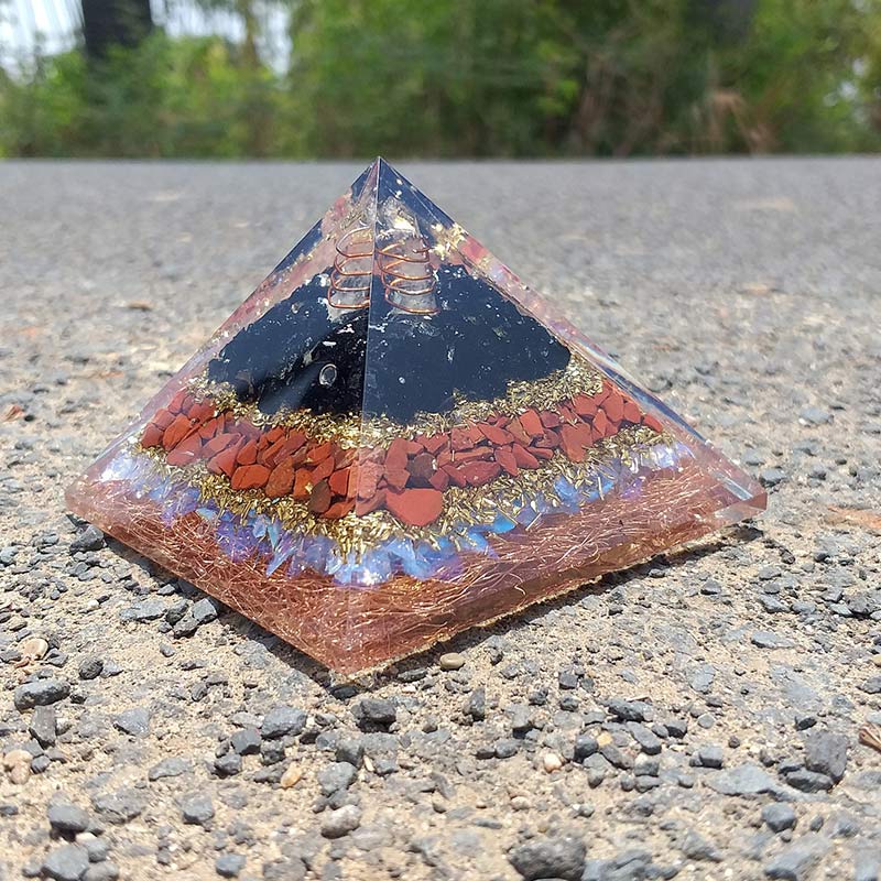 Olivenorma Clear Crystal With Opal Protection Orgone Pyramid - image 2