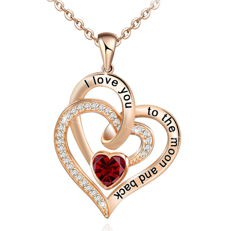 Olivenorma Hearts and Hearts Birthstone Necklace - Rosegold - January - image 0