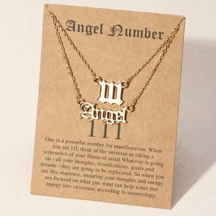 Olivenorma Angle Number & Angel Dainty Double Necklace - 111 - image 1