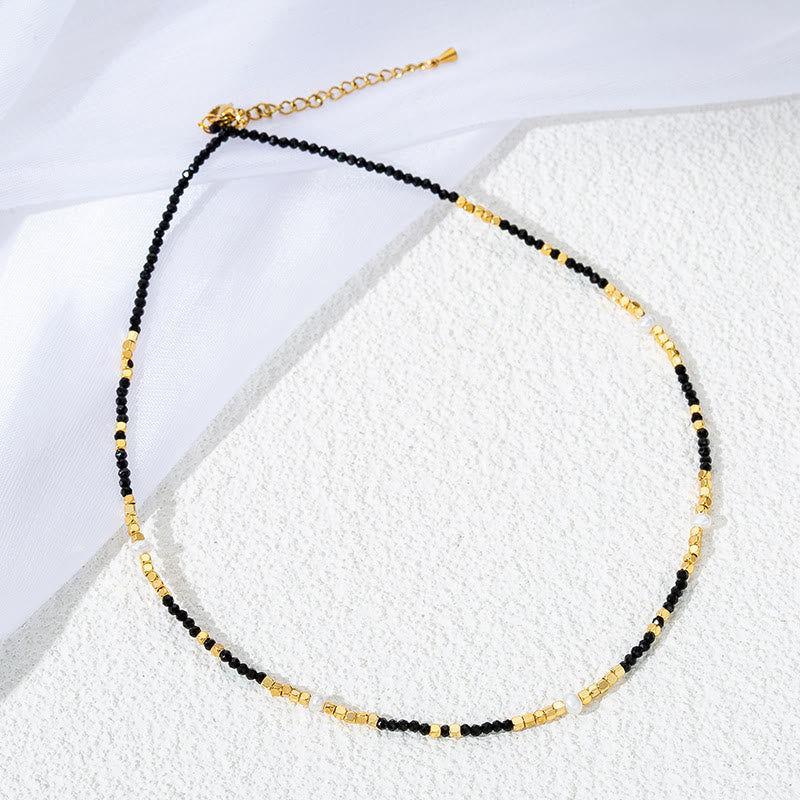 Olivenorma Black Obsidian Beaded Clavicle Necklace - image 2