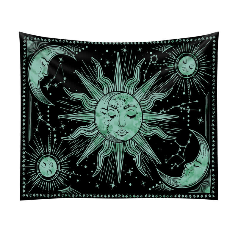 Olivenorma Sun And Moon Retro Art Yoga Wall Hanging Tapestry - Green - 90.55"*59.0"(230*150cm) - image 6