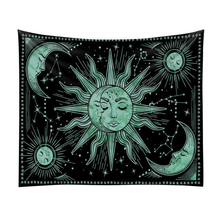 Olivenorma Sun And Moon Retro Art Yoga Wall Hanging Tapestry - Green - 90.55"*59.0"(230*150cm) - image 6