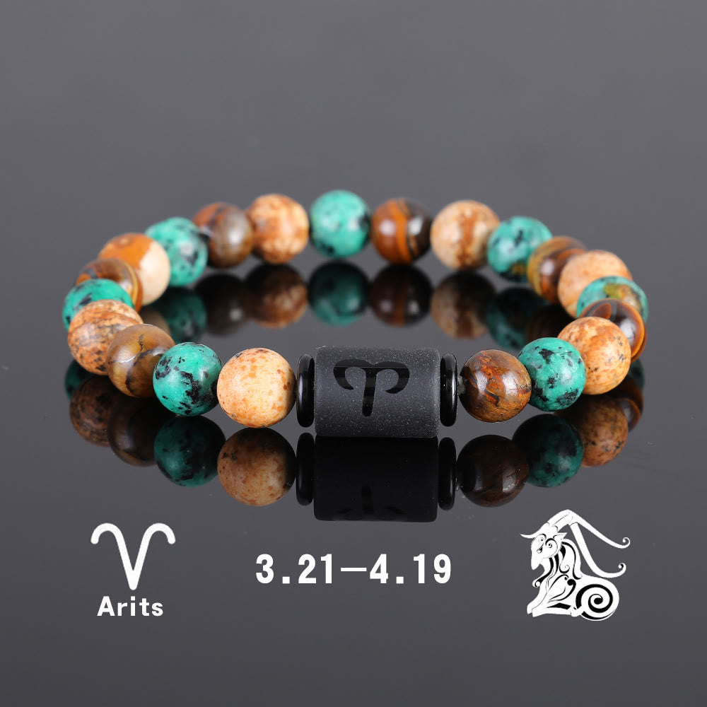 Olivenorma Tiger Eye Bronzite Beaded Zodiac Pendant Bracelet - Aries - image 1
