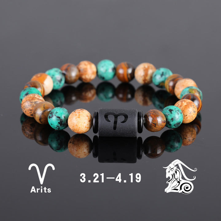 Olivenorma Tiger Eye Bronzite Beaded Zodiac Pendant Bracelet - Aries - image 1