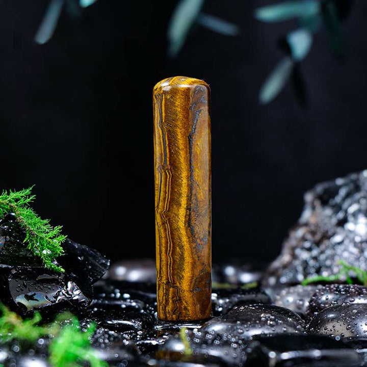 Olivenorma Natural Chakra Crystal Cylinder Ornament Gemstone Decoration - Tiger Eye - image 6