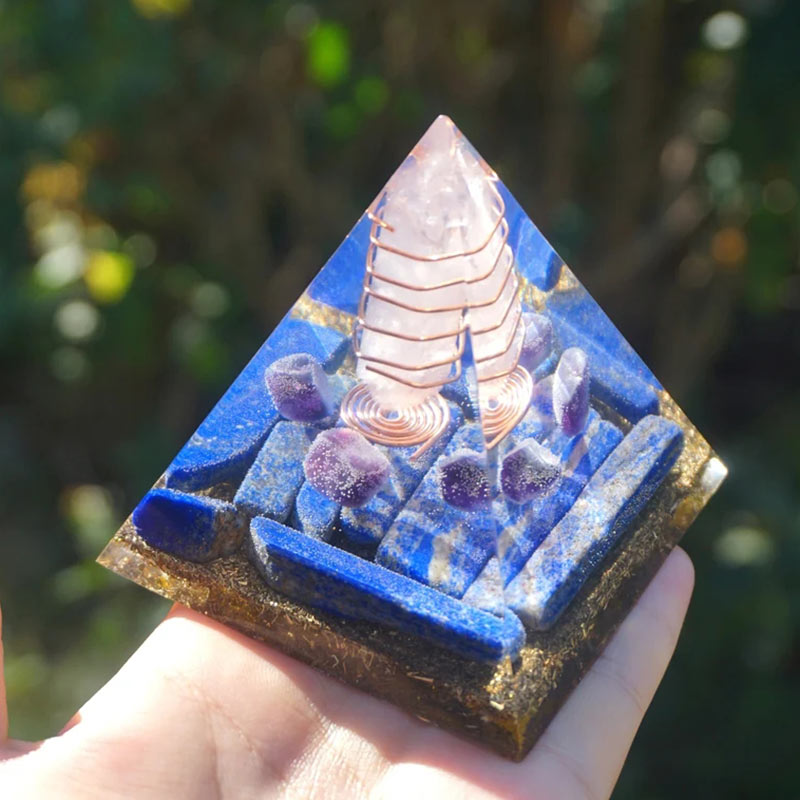 Olivenorma Rose Quartz Pillar With Lapis Lazuli Orgone Pyramid - image 2