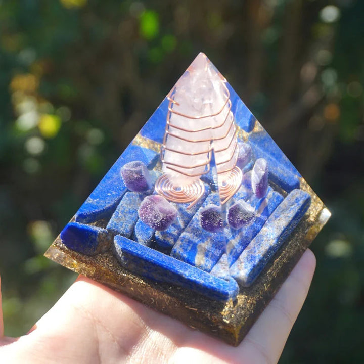 Olivenorma Rose Quartz Pillar With Lapis Lazuli Orgone Pyramid - image 2