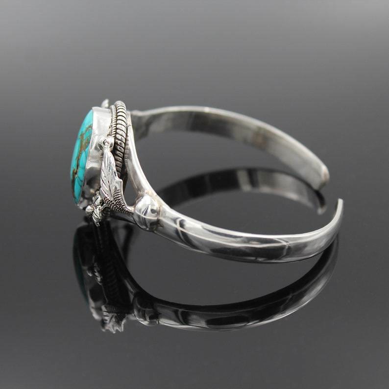 Olivenorma Vintage Engraved Flower Turquoise Bracelet - image 4
