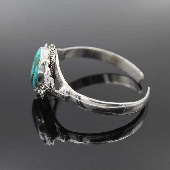 Olivenorma Vintage Engraved Flower Turquoise Bracelet - image 4