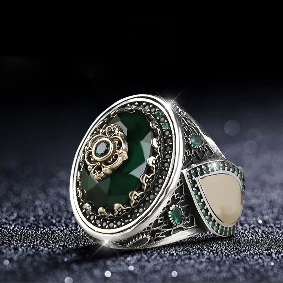 Olivenorma Water Drop Emerald Stacking Ring - image 1