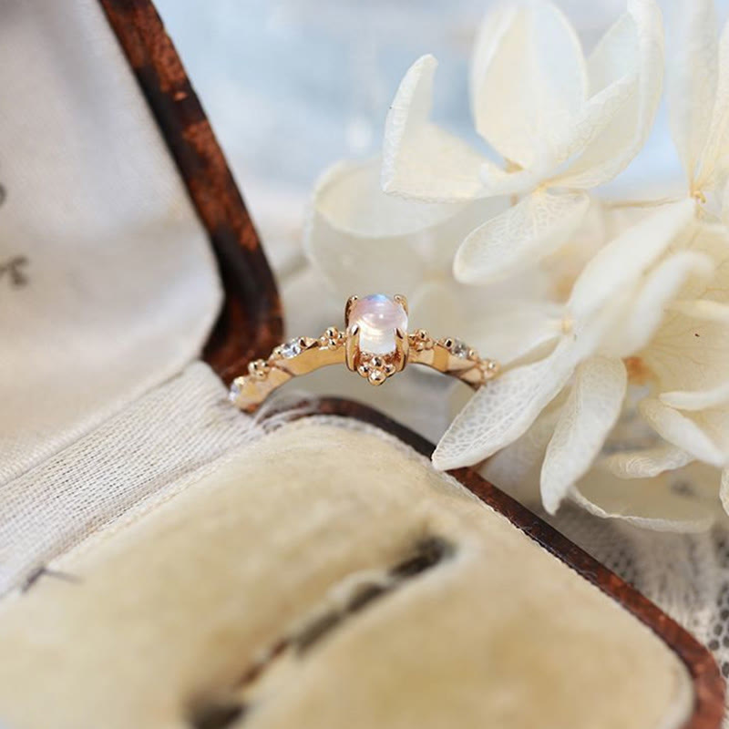 Olivenorma "You Are Bright Moonlight" - Dainty Moonstone Ring - image 3