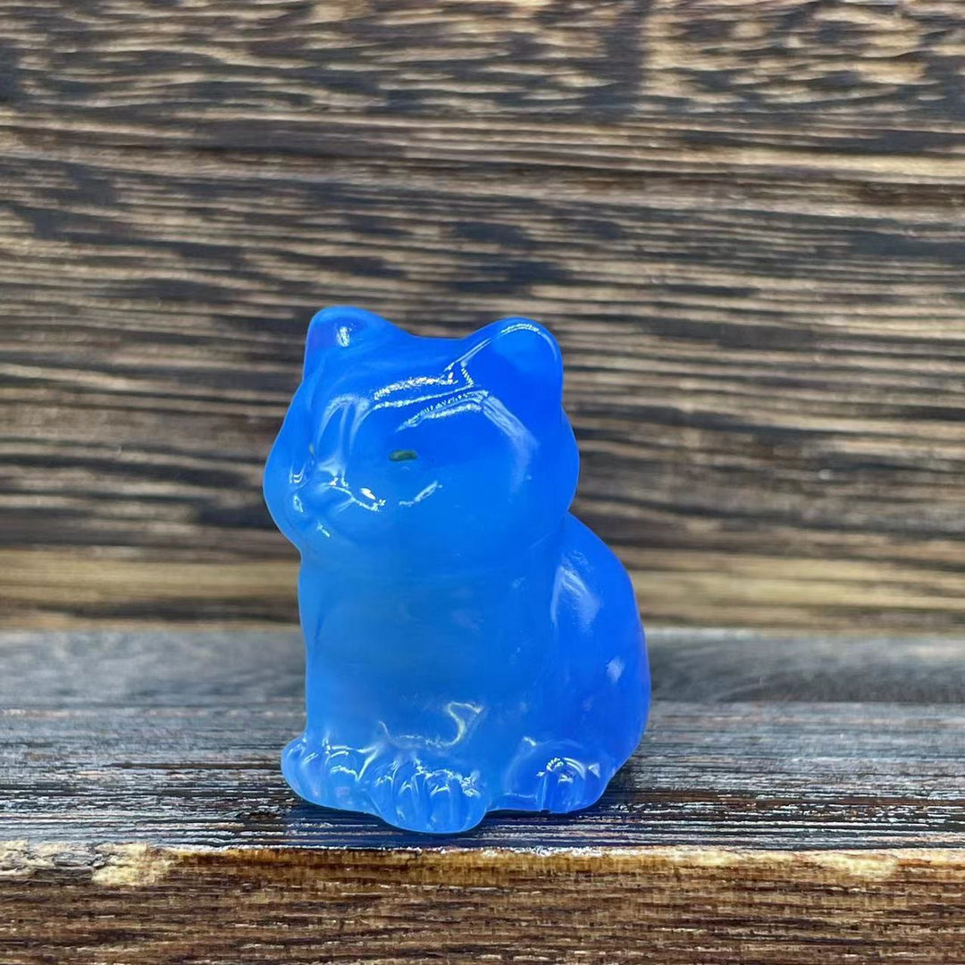 Olivenorma Natural Stone 1.2 Inch Cute Kitten Gemstone Decoration - Blue Opalite - image 10