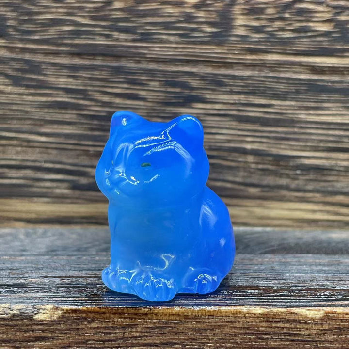 Olivenorma Natural Stone 1.2 Inch Cute Kitten Gemstone Decoration - Blue Opalite - image 10
