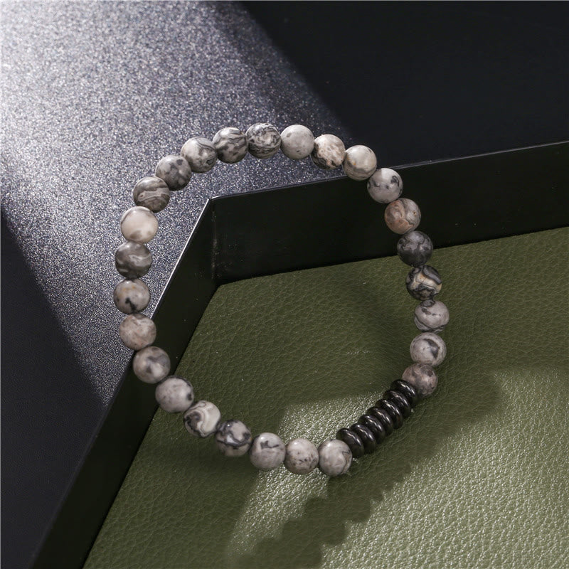 Olivenorma 6mm Natural Stone Beads Mens Bracelet - image 5