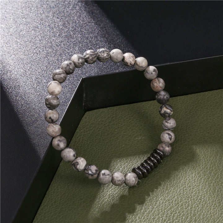 Olivenorma 6mm Natural Stone Beads Mens Bracelet - image 5