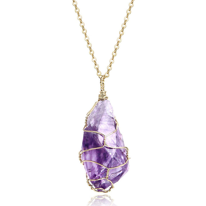 Olivenorma Amethyst Crystal Healing Necklace - Gold#2 - image 9