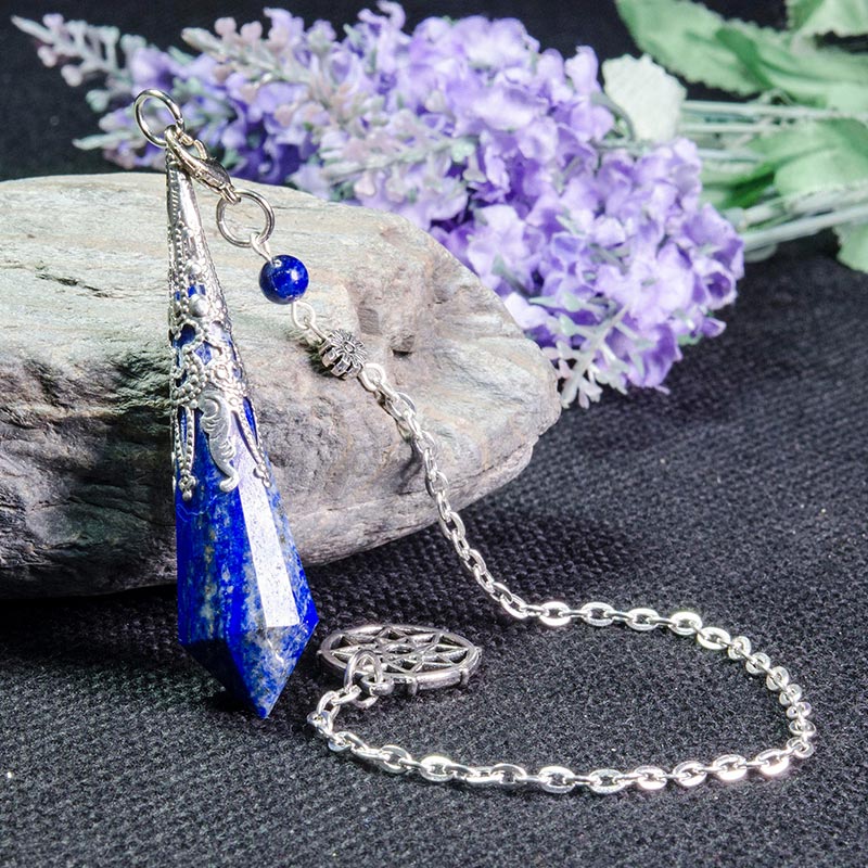 Lapis Lazuli Retro Positive Pendulum - Silver - image 3