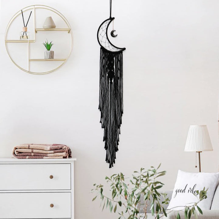 Olivenorma Black Onyx Moon Macrame Tassel Dream Catcher - image 2