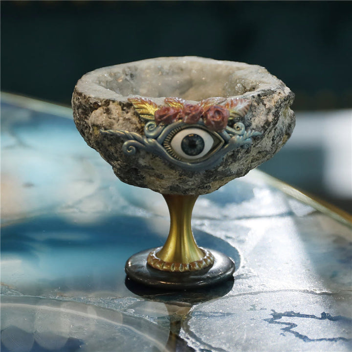 Olivenorma Natural Crystal Geode Holy Grail Evil Eye Decoration - image 3